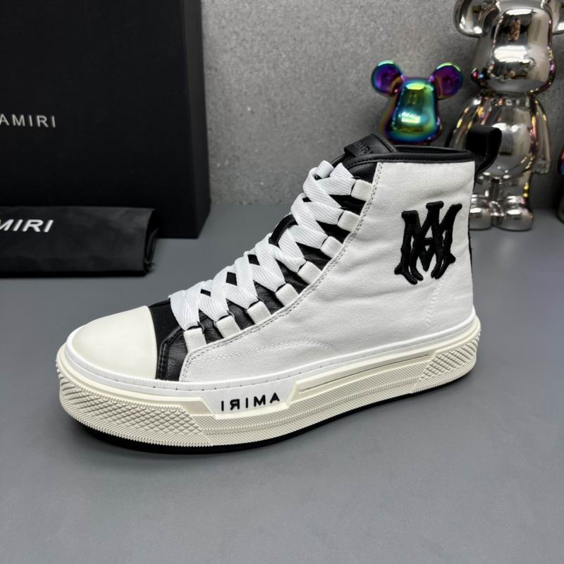 AMIRI Black & White Lace-Up High-Top Sneakers