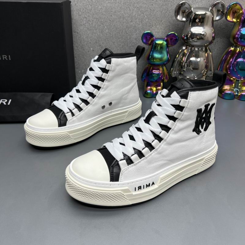 AMIRI Black & White Lace-Up High-Top Sneakers