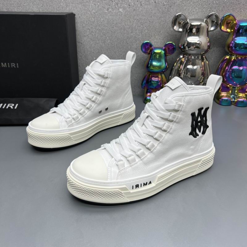 AMIRI White Monogram Lace-Up High-Top Sneakers