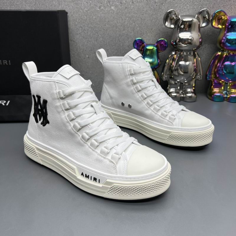 AMIRI White Monogram Lace-Up High-Top Sneakers