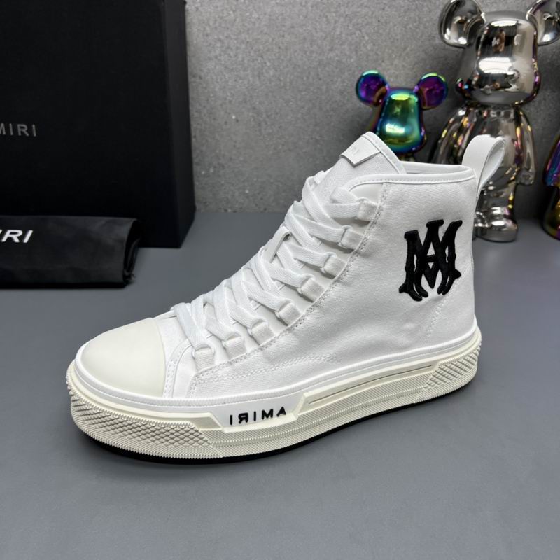 AMIRI White Monogram Lace-Up High-Top Sneakers