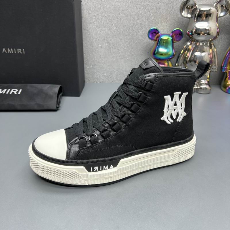 AMIRI Black High-Top Sneakers with White Monogram