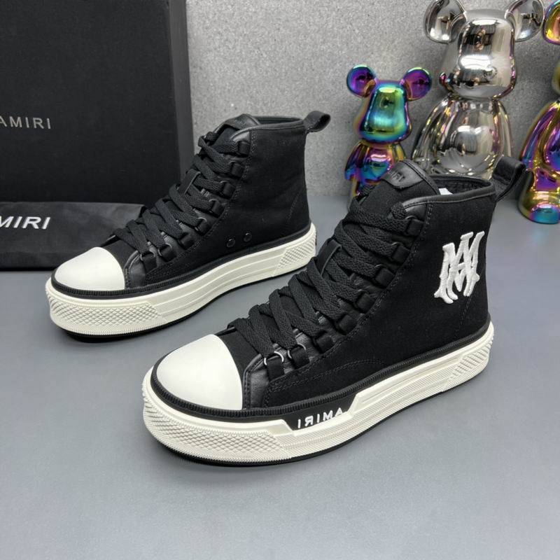 AMIRI Black High-Top Sneakers with White Monogram