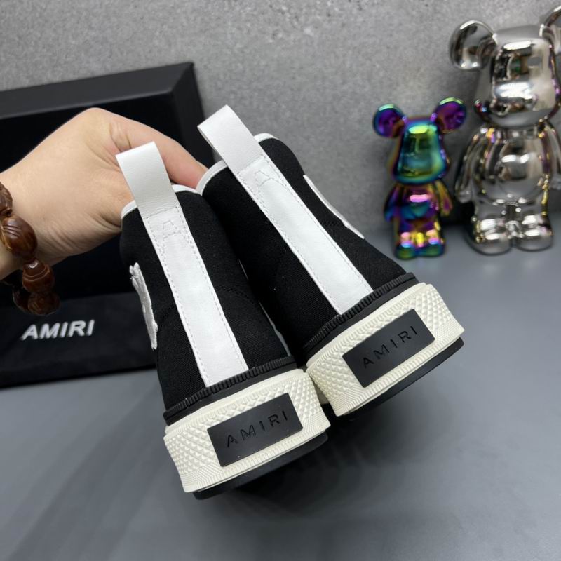 AMIRI Black High-Top Sneakers with White Contrast Details