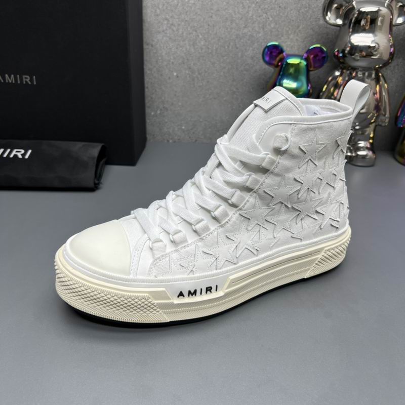 AMIRI White Star-Detail Lace-Up High-Top Sneakers