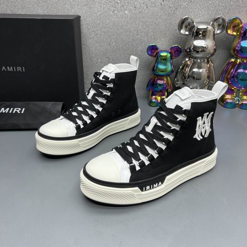 AMIRI Black High-Top Sneakers with White Contrast Details
