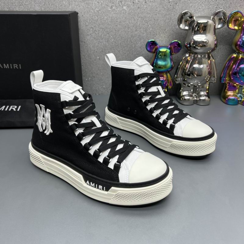 AMIRI Black High-Top Sneakers with White Contrast Details