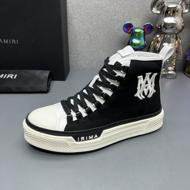 AMIRI Black High-Top Sneakers with White Contrast Details
