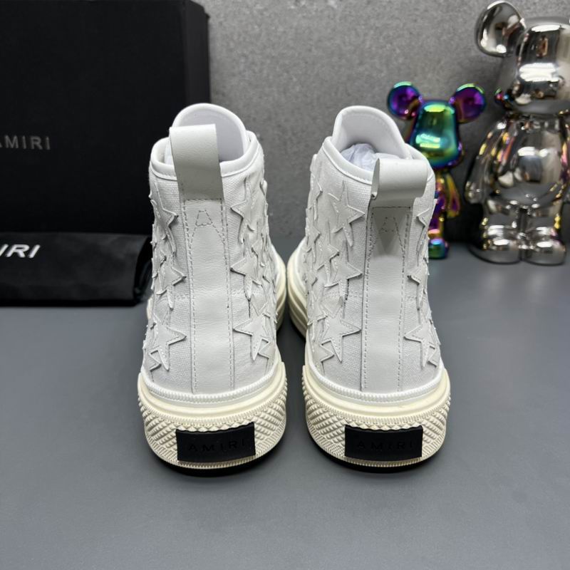 AMIRI White Star-Detail Lace-Up High-Top Sneakers