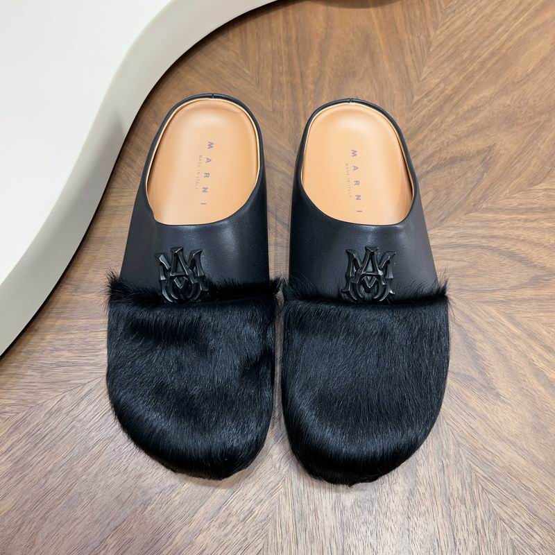 MARNI Black Textured-Toe Slip-On Mules