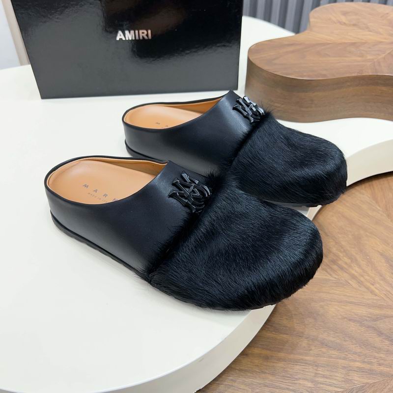 MARNI Black Textured-Toe Slip-On Mules
