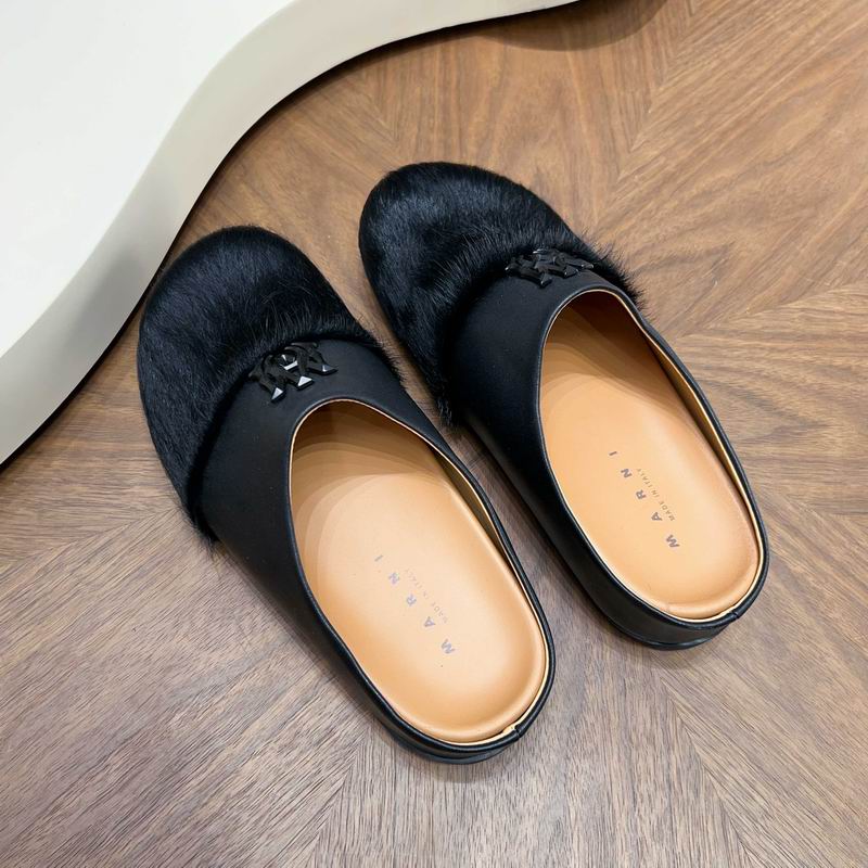 MARNI Black Textured-Toe Slip-On Mules