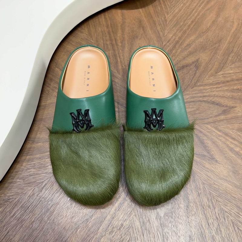 MARNI Green Textured-Toe Slip-On Mules