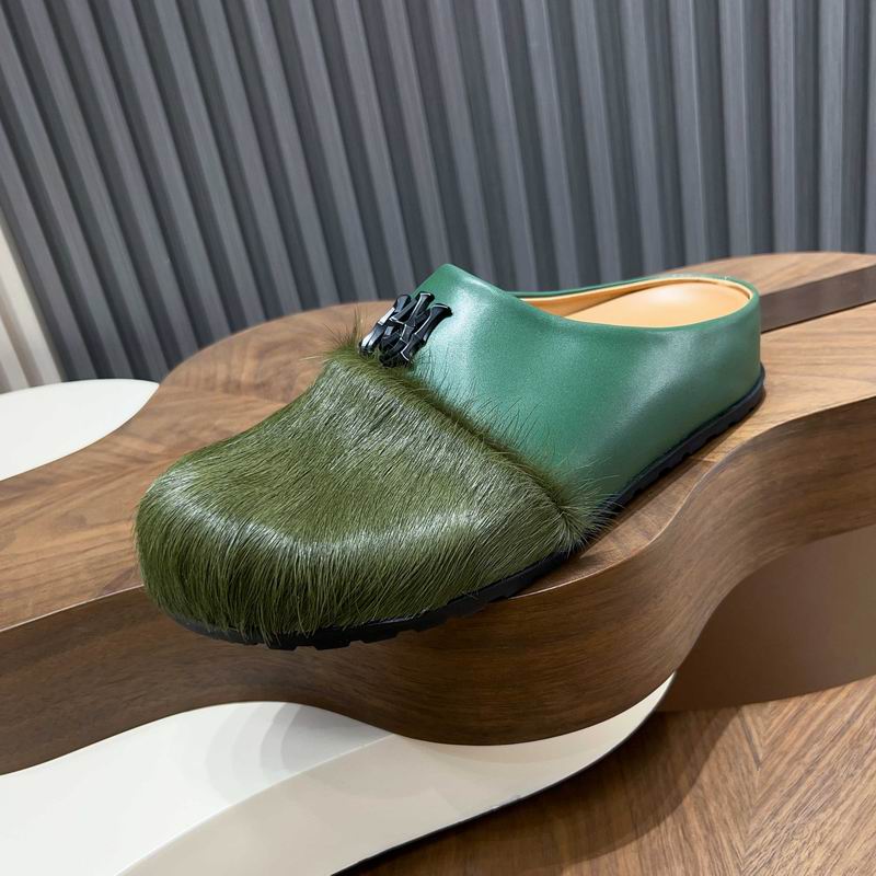 MARNI Green Textured-Toe Slip-On Mules