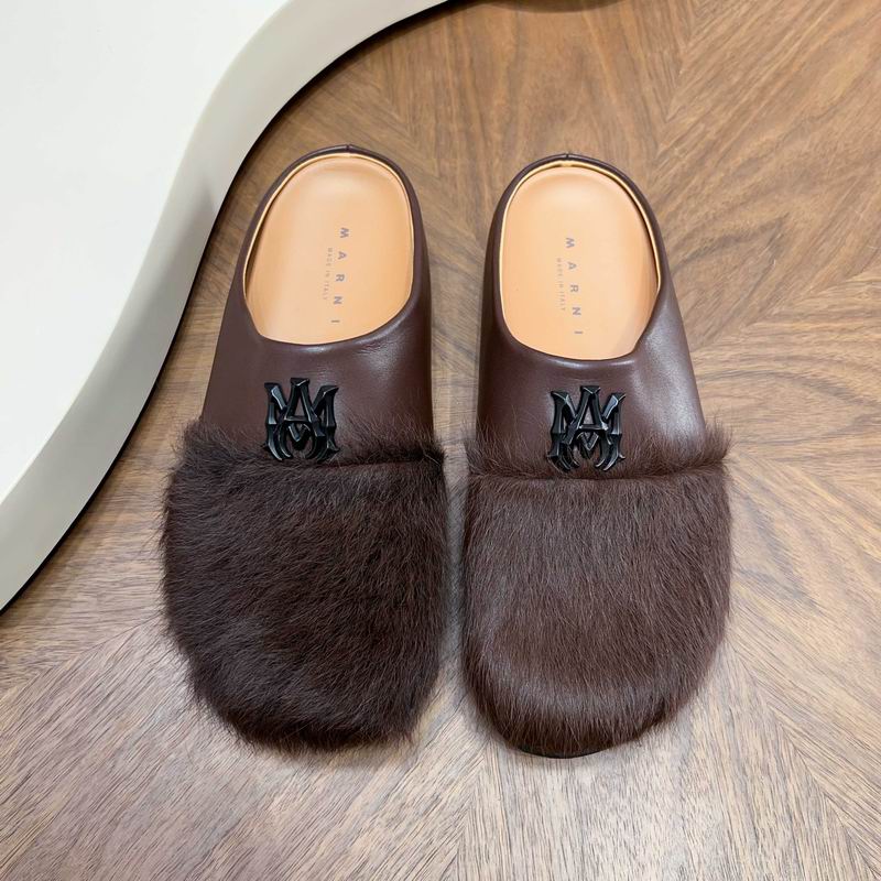 MARNI Brown Textured-Toe Slip-On Mules