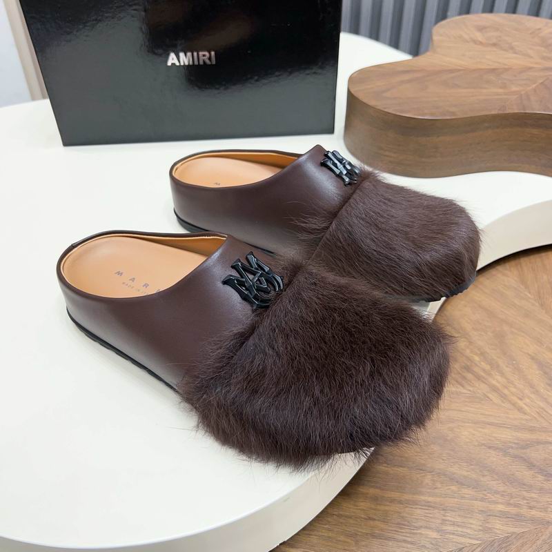 MARNI Brown Textured-Toe Slip-On Mules