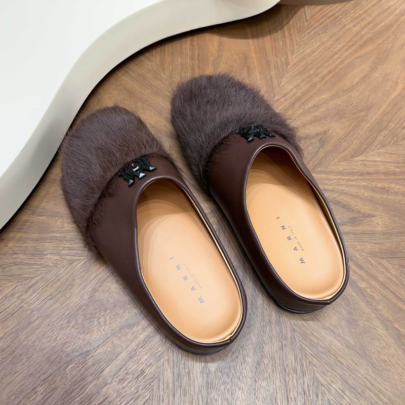 MARNI Brown Textured-Toe Slip-On Mules