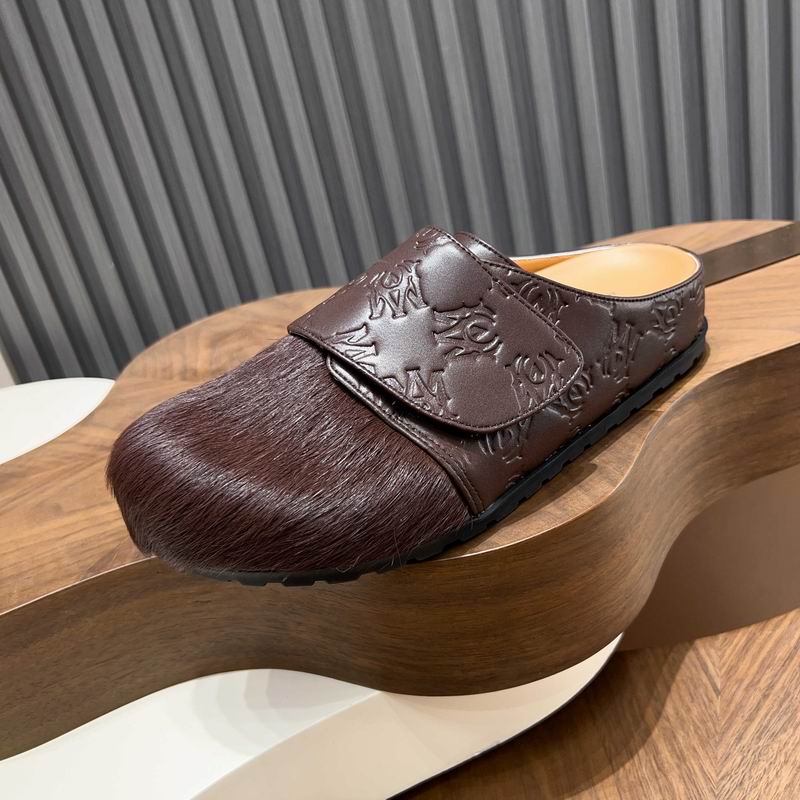MARNI Brown Embossed-Panel Textured-Toe Mules