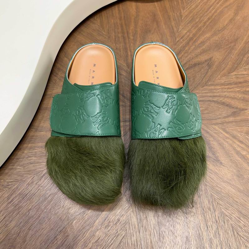 MARNI Green Embossed-Panel Textured-Toe Mules