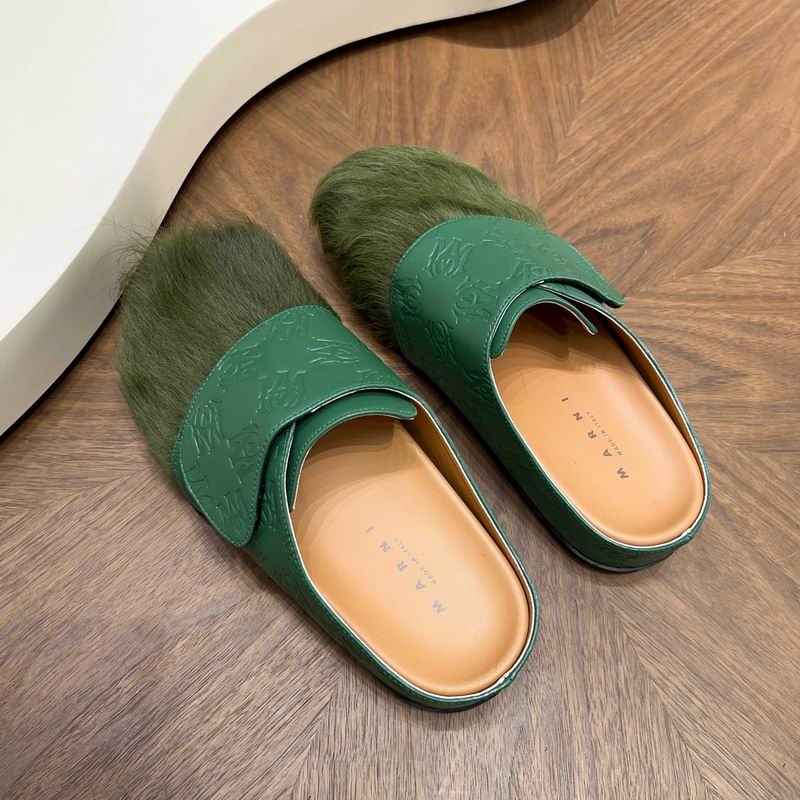 MARNI Green Embossed-Panel Textured-Toe Mules