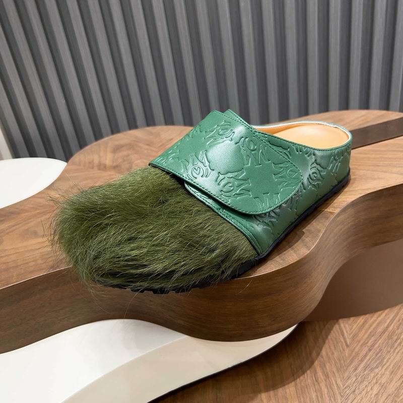 MARNI Green Embossed-Panel Textured-Toe Mules