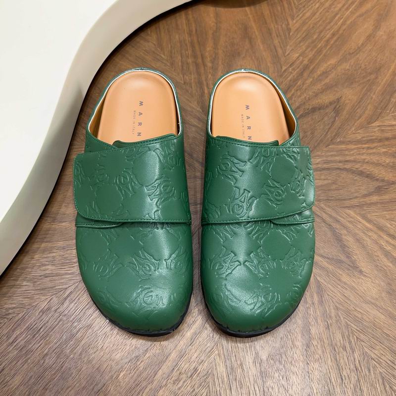 MARNI Green Embossed Slip-On Mules