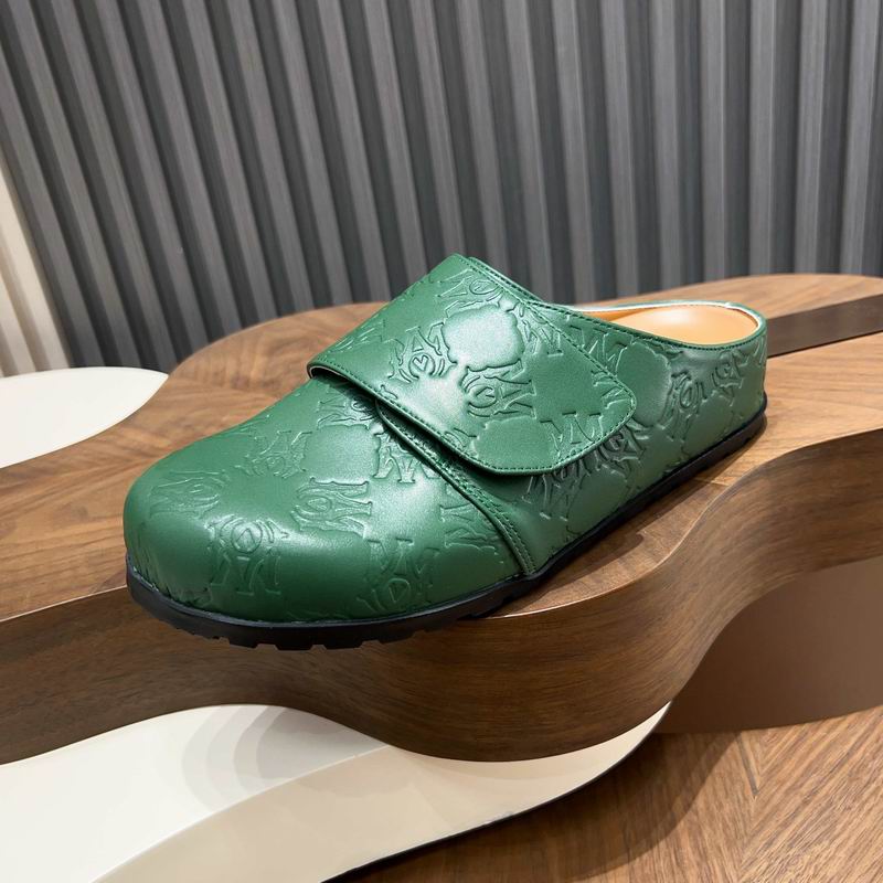 MARNI Green Embossed Slip-On Mules