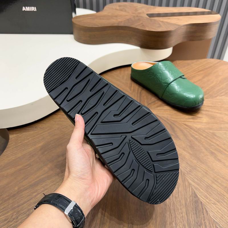 MARNI Green Embossed Slip-On Mules