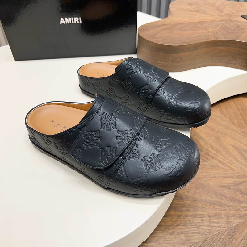 MARNI Black Embossed Slip-On Mules