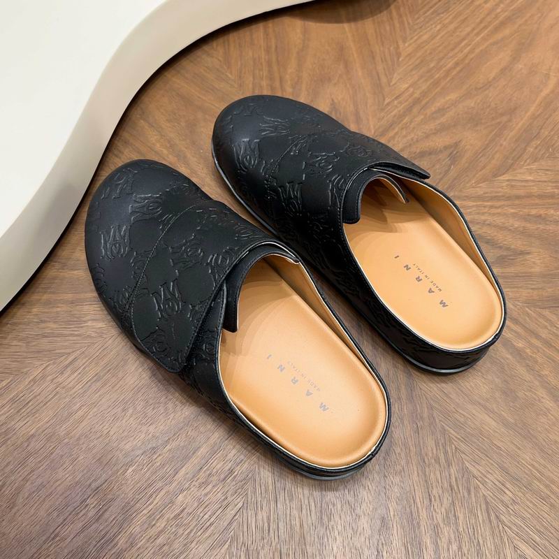 MARNI Black Embossed Slip-On Mules