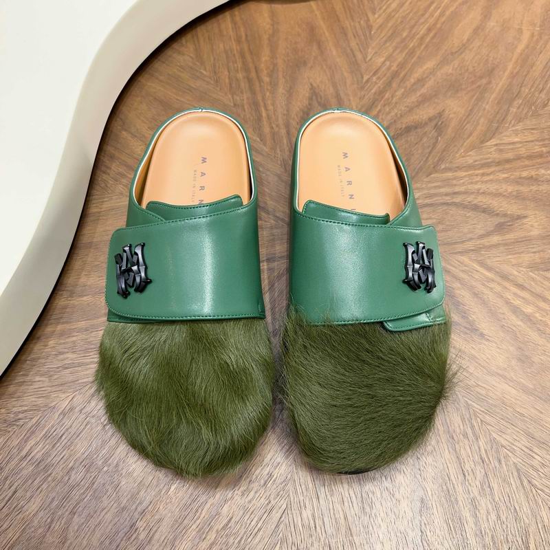 MARNI Green Wide-Panel Textured-Toe Mules