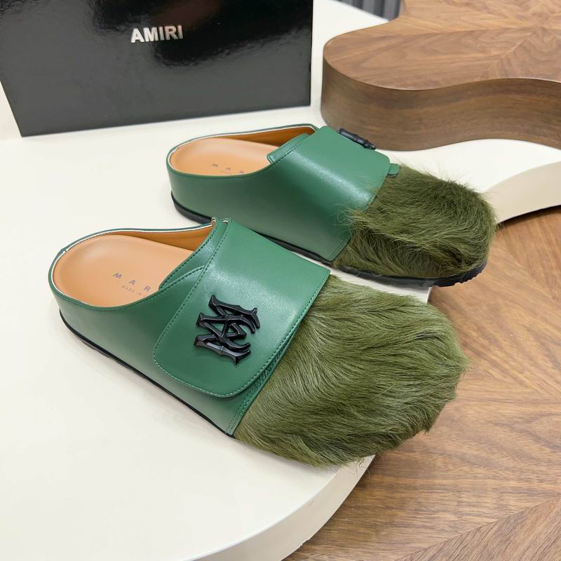 MARNI Green Wide-Panel Textured-Toe Mules