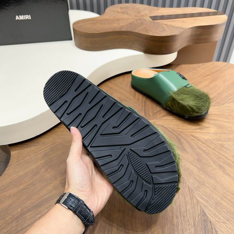 MARNI Green Wide-Panel Textured-Toe Mules