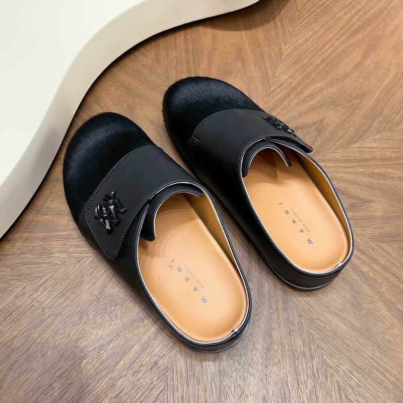 MARNI Black Wide-Panel Textured-Toe Mules