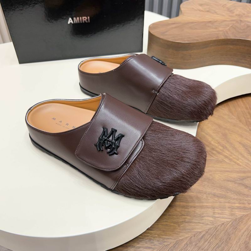 MARNI Brown Wide-Panel Textured-Toe Mules