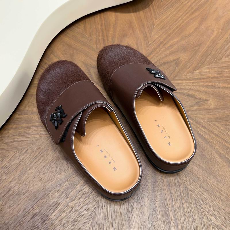 MARNI Brown Wide-Panel Textured-Toe Mules