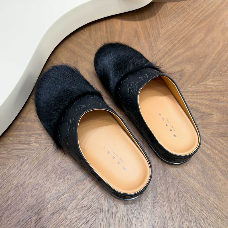 MARNI Black Embossed-Upper Textured-Toe Mules
