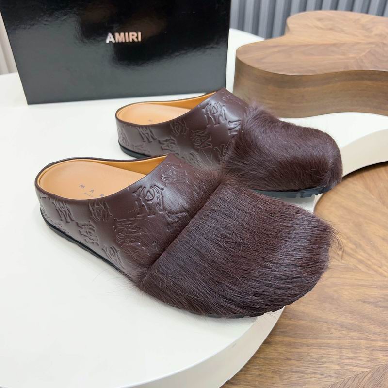 MARNI Brown Embossed-Upper Textured-Toe Mules