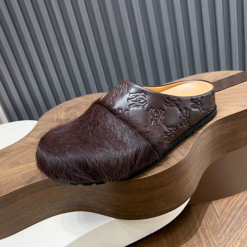 MARNI Brown Embossed-Upper Textured-Toe Mules
