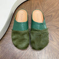 MARNI Green Embossed-Upper Textured-Toe Mules