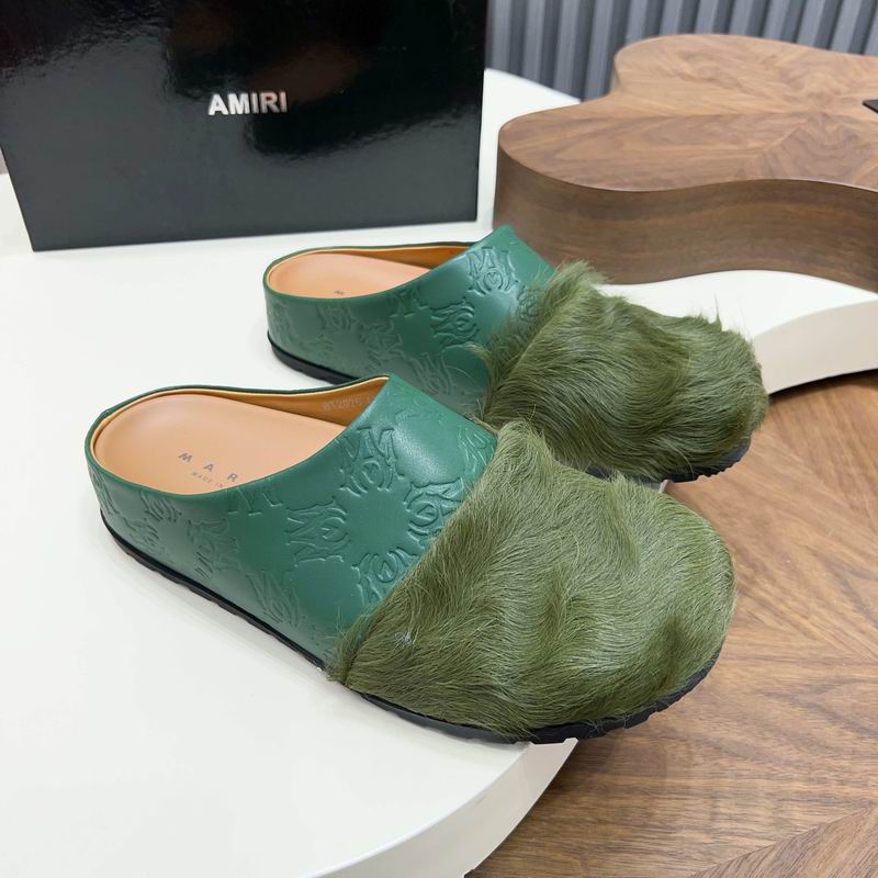MARNI Green Embossed-Upper Textured-Toe Mules