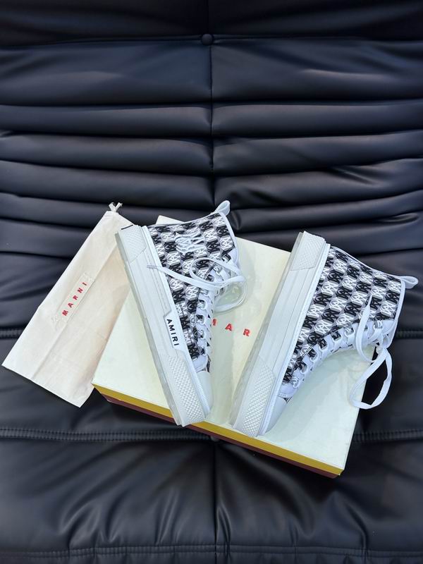 AMIRI Black & White All-Over Monogram High-Top Sneakers