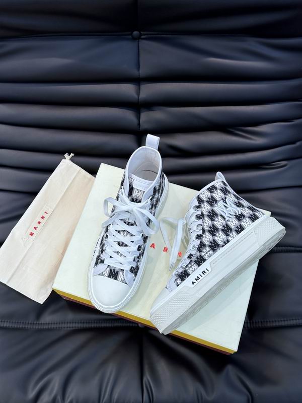AMIRI Black & White All-Over Monogram High-Top Sneakers
