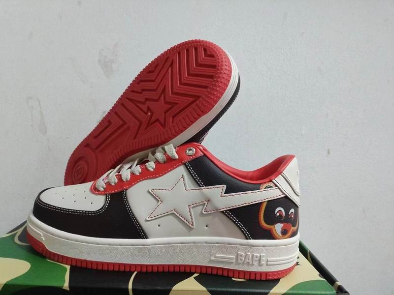 BAPE Black White & Red Star Low-Top Sneakers