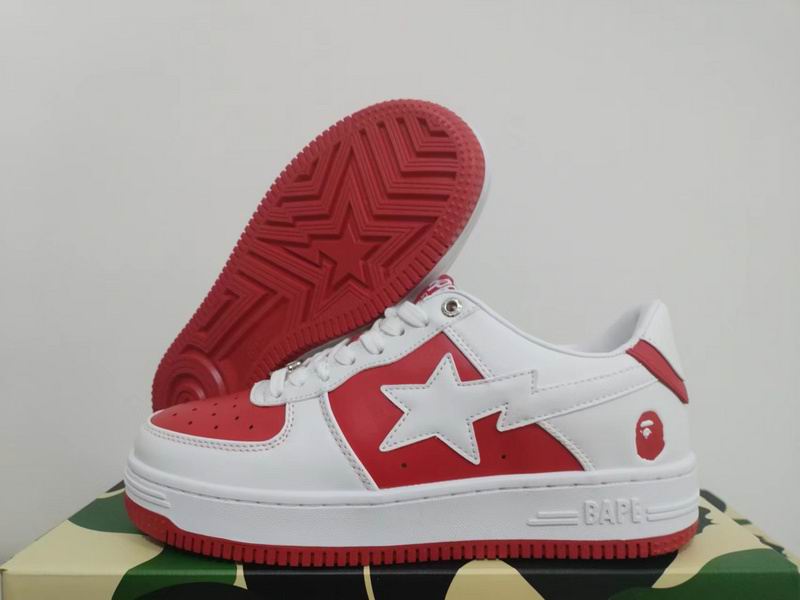 BAPE Red & White Star Low-Top Sneakers