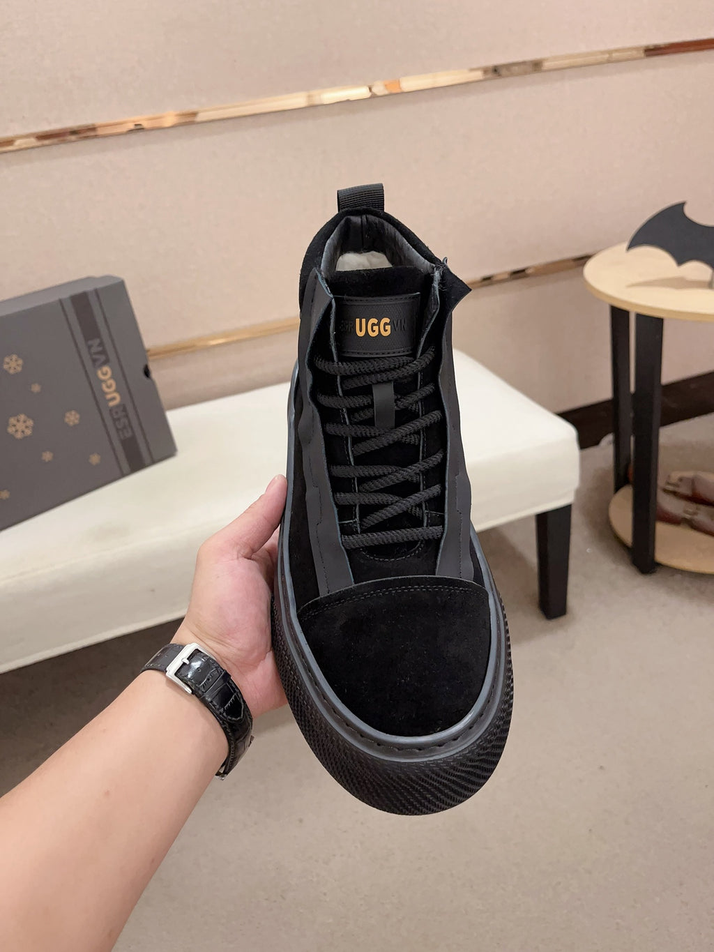 UGG Black Contrast-Panel High-Top Platform Sneakers