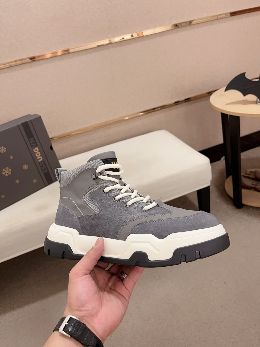 UGG Gray High-Top Sculpted-Sole Sneakers