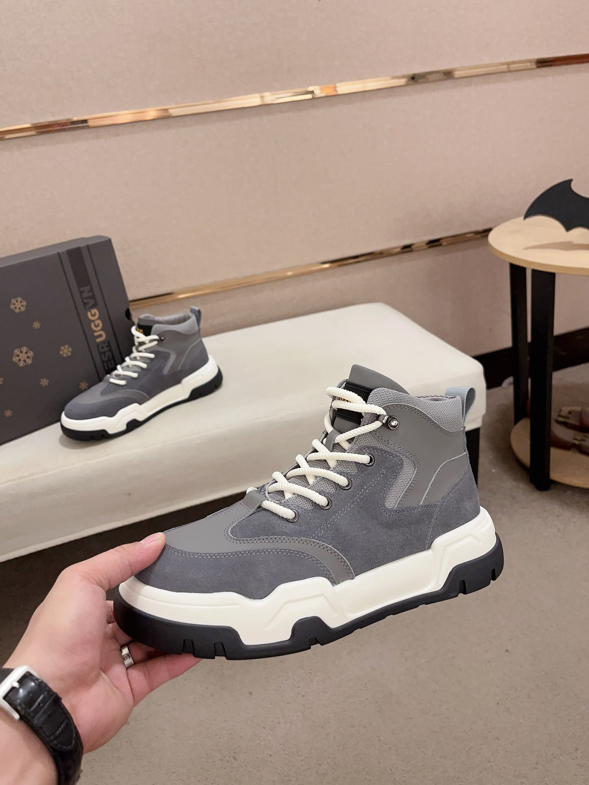 UGG Gray High-Top Sculpted-Sole Sneakers