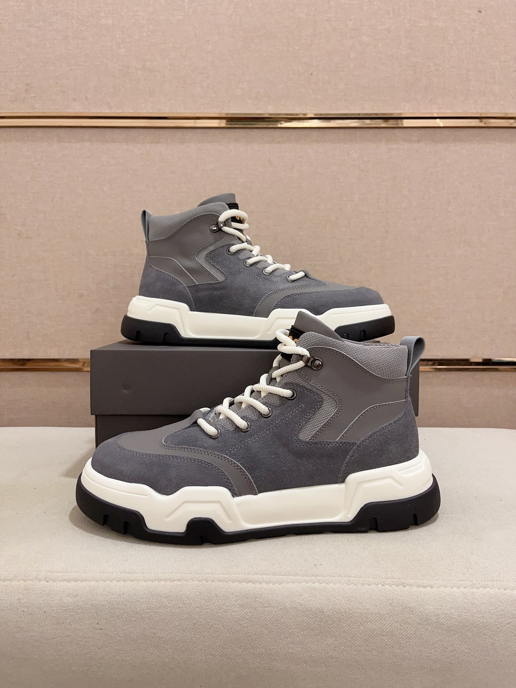 UGG Gray High-Top Sculpted-Sole Sneakers