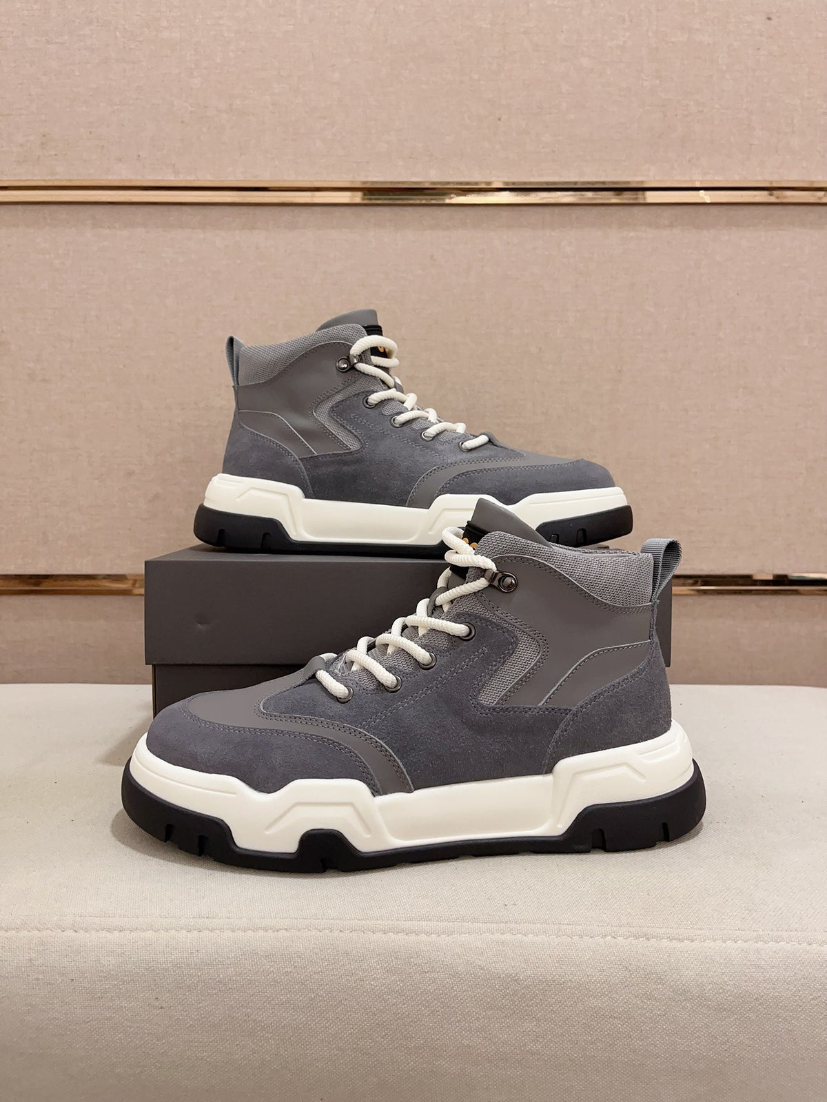UGG Gray High-Top Sculpted-Sole Sneakers